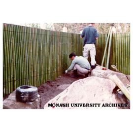 Constructing Kenninji style fence, Japanese Garden