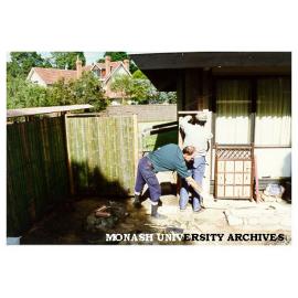 Constructing entrance gate, Japanese Garden