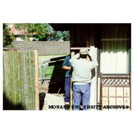 Constructing entrance gate, Japanese Garden