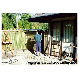 Constructing entrance gate, Japanese Garden