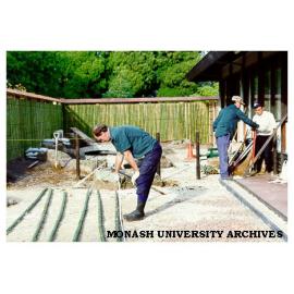 Constructing Yotsume style fence, Japanese Garden