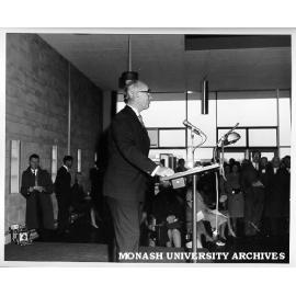 Dr Louis Matheson speaking at launch of Great Hall appeal