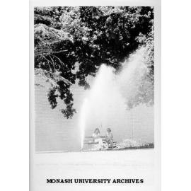 Dam fed sprinkler outside Robert Blackwood Hall