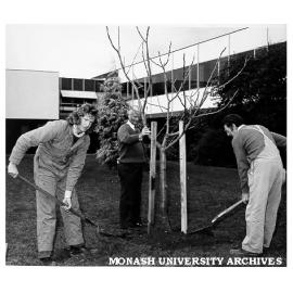 Planting of Newton Apple tree, Curator John Cranwell and grounds staff