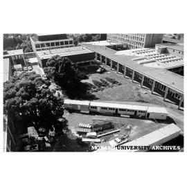 Site of Botany systems garden with Biomedical library top left