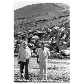 Doug Ellis and John Trembath at site of proposed lake at northeast corner of campus
