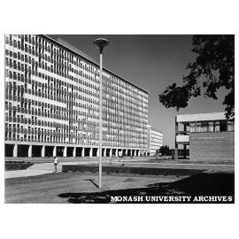 Humanities building with University Union at right