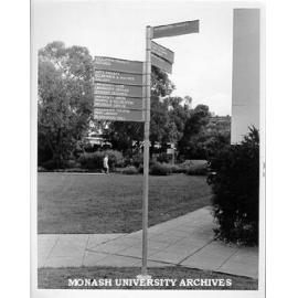 Signpost in university grounds