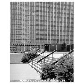 Menzies building, with lower entrance to Law school in foreground