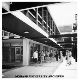 Union walkway with crane on Great Hall in background