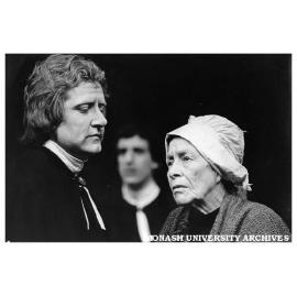 John Wood and Sheila Florance in 'The Crucible'. John Wood as Deputy Governor Danforth (left) and Sheila Florance as Rebecca Nurse