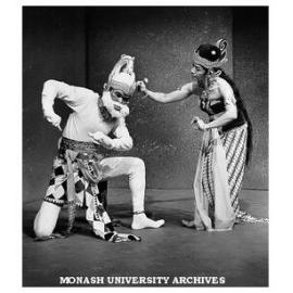 Scene from 'The Ramayana in Java'. Cathy Mardisiswojo (right) as Sinta and Poedijono as Hanoman