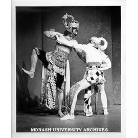 Scene from 'The Ramayana in Java'. Hari Sulistyono (left) as Rahwana and Poedijono as Hanoman