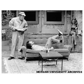 Scene from 'Witness'. Colin Hughes (left) as Window Washer, Ron Owen (centre) as Young Man and Judith Roberts (right) as Miss Preston