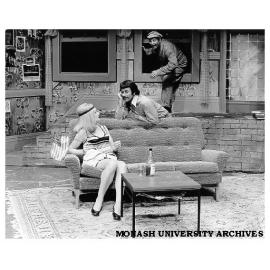 Scene from 'Witness'. Judith Roberts (left) as Miss Preston, Ron Owen (centre) as Young Man and Colin Hughes (right) as Window Washer