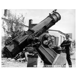 Telescope constructed by Mr L. Jeffree at Bendigo. Ray Horan at right.