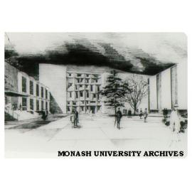 Architect's drawing of East Forum, and proposed Great Hall