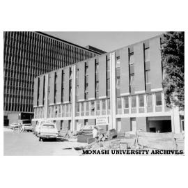 Law building under construction with Menzies building in background