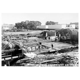 Early construction of Union extension with Science buildings in background