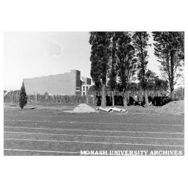 Drainage works on sports field
