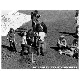 Student protesters outside University Offices