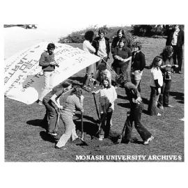 Student protesters outside University Offices