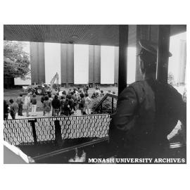 Student protesters outside University Offices
