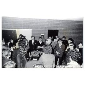 Vice-Chancellor addressing students in University Union