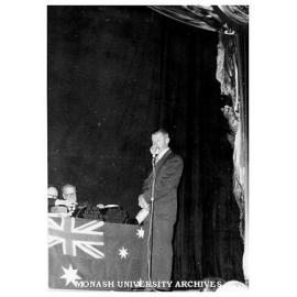 J. L. Kepert, Principal Caulfield Technical School, speaking at a presentation of prizes