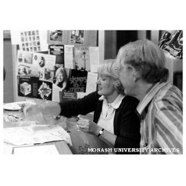 CIT Director Ron Cumming and Information and Resources Librarian, Joan Rae at Library booth during Orientation Week
