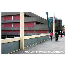 Caulfield campus library, from walkway across Princess Ave