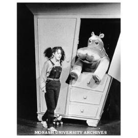 Scene from 'Hip Hip Hippo'. Mary Brown as Aleisha with her friend Hippo.