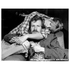 Scene from 'Look Back in Anger'. Peter Rowley as Jimmy Porter and Elaine Baillie as Alison Porter