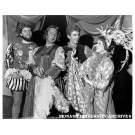 Scene from 'Jack and the Beanstalk' with Don Smith, Roger Myers, Steve McLardie and Geraldene Morrow