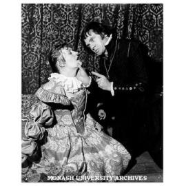Scene from 'Hamlet'. Marion Heathfield as Gertrude and Paul Karo as Hamlet