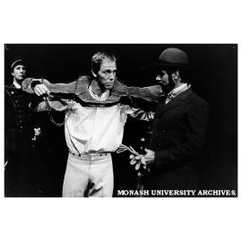 Nick Waters (centre) and Roger Oakley in 'Measure for Measure'