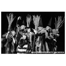 Scene from 'The Meg and Mog Show'. David Dodd (third from left) as Mog and Catherine McQuillen as Meg