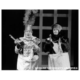 Scene from 'The Meg and Mog Show' with Norman Yemm (left) as Sir George and Bob Hook as Sir Francois