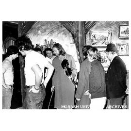 Cast members of 'Puckoon' during rehersals