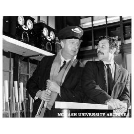 Scene from 'The Signalman's Apprentice'. John Frawley as Albert and Alan Tobin as Alfred