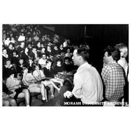 Jigsaw Theatre Company members from Canberra answer questions from schoolchildren after performance of 'Flowers for Algernon'