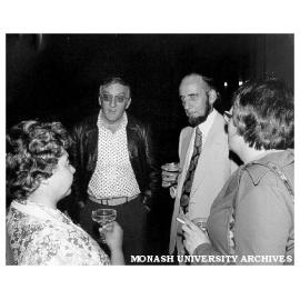Guests at celebration for the first year of Alexander Theatre Company, from left Adrienne Holzer, Frank Wilson, Keith Bennetts, Caroline Piesse