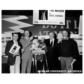 Launch of 1993 Heart Health Monash Theatre Season. Professor Mal Logan (second right) and Mr Carillo Gantner