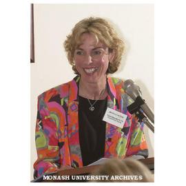Michelle Waters, Co-ordinator Work Life and Family, Equity and Diversity Centre speaking at International Women's Day 2001