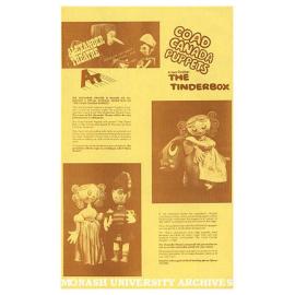 Flyer for 'The Tinderbox' by Hans Christian Anderson performed by Coad Canada Puppets