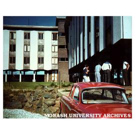 Students in Deakin Hall courtyard