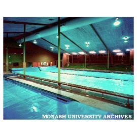 Swimming pool interior showing polypropylene blankets