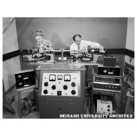 Dr P. Phakey (right) with lang cameras attached to microfocus x-ray generators