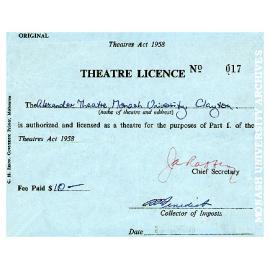 Theatre Licence No. 017 for Alexander Theatre