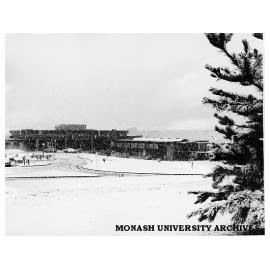 Gippsland campus buildings in snow